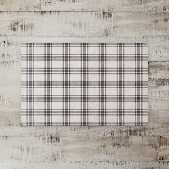Black Plaid Floor Mat